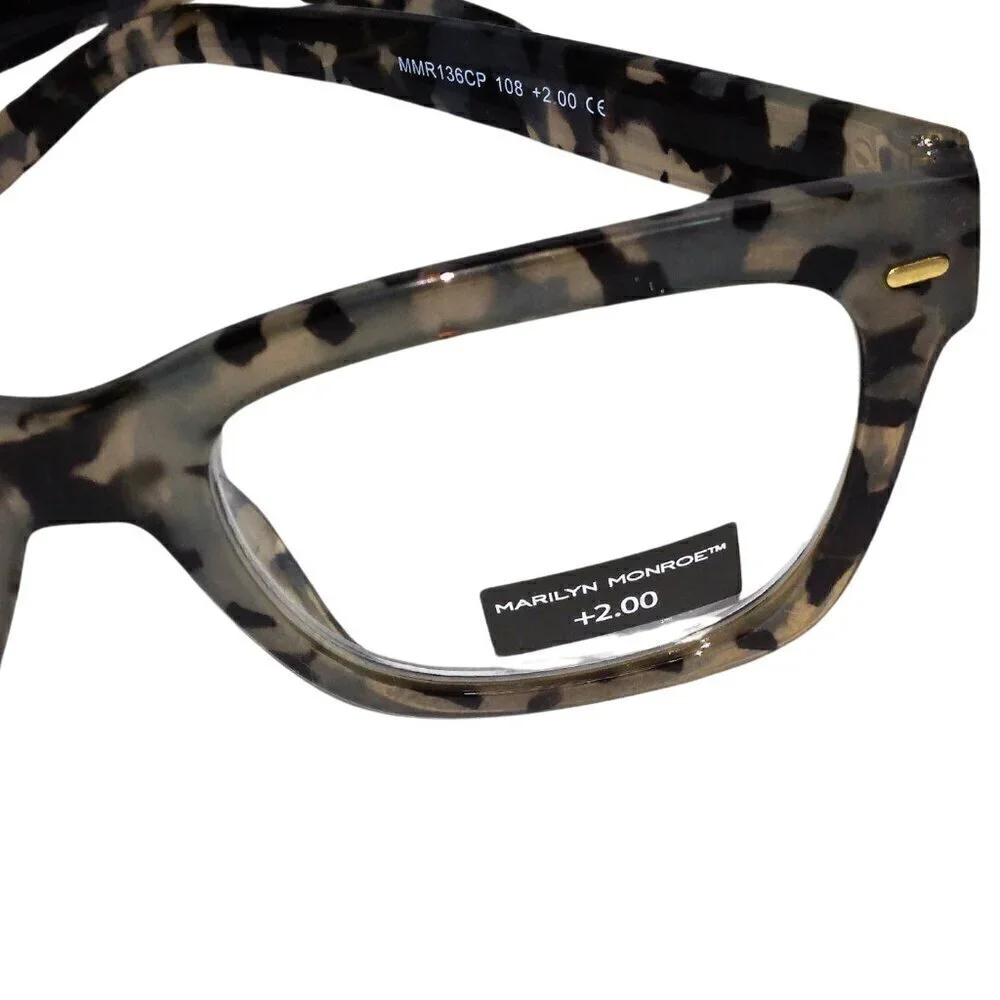 MARILYN MONROE WOMEN'S READING GLASSES +2.00 - GRAY & BLACK RECTANGLE FRAME